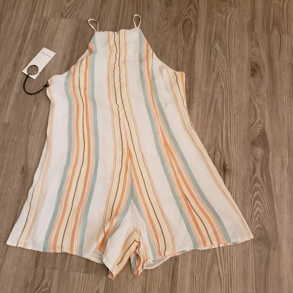 Privacy Please Lucca Romper in Multi Stripe - Picture 5 of 9